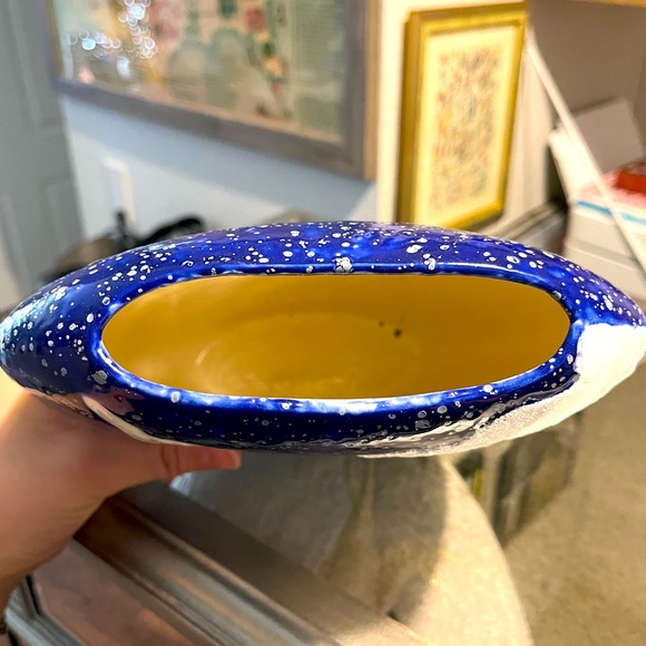 💙Vintage Pegasus Horse Fantasy Blue White Creme Ceramic Glazed Vase Native💙 - Picture 7 of 8